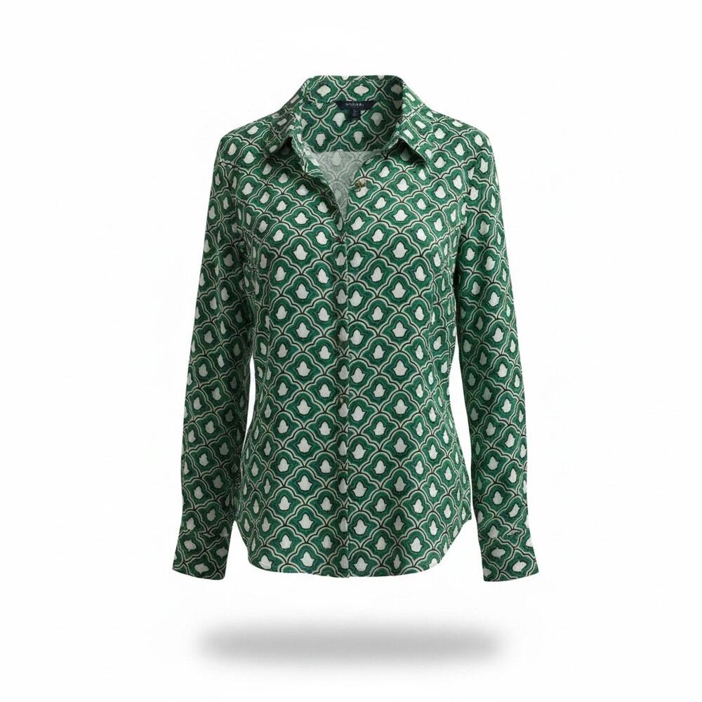 Haver London Women's Geometric Print Button-Up Shirt Size S